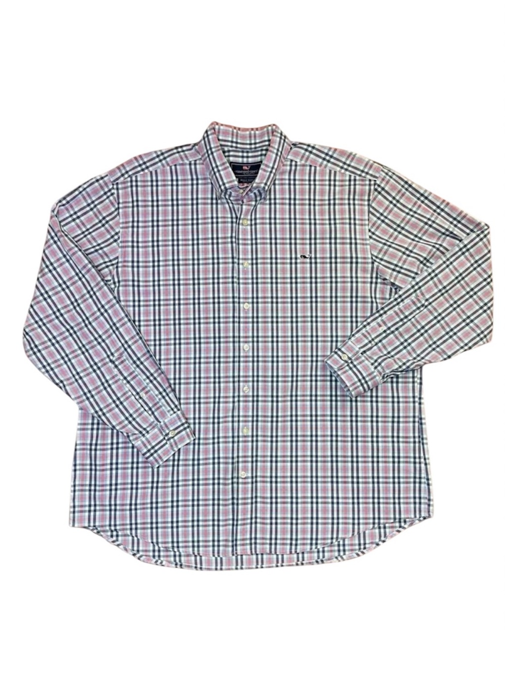 Vineyard Vines Cotton Plaid Pink & Blue Button Down Shirt